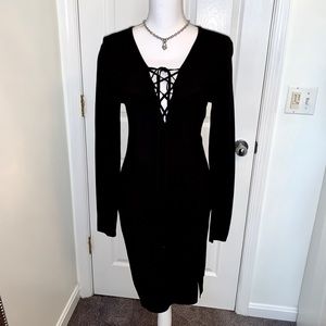 NEVER WORN - Wayf Black Knit Dress- Size Large